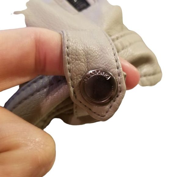 Blank Nyc GIRL’S Gray Full Zip Belted Faux Leather Moto Jacket Size Large - Picture 15 of 16